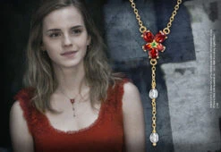 Noble Collection Hermione’s Red Crystal Necklace Sterling Silver